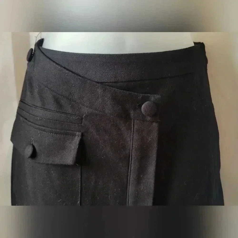 NA-KD Overlap Front Slit Midi Skirt, Black, xxsmall (US/2 EU/32) - Picture 5 of 13